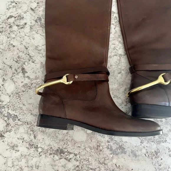 Beautiful Lauren Ralph Lauren Brown Leather Riding Boots Size 8 - Picture 2 of 10
